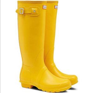 Hunter Women's Original Tall Rain Welly Boots Yellow Size 9